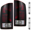 Tail Lights w/Circuit Board For 2002 2003 2004 2005 2006 Dodge Ram 1500 pickup 2003 2004 2005 2006 Dodge Ram 2500 3500 Pickup; Rear Brake Lamps w/Connector plate and Bulbs (Smoke Red)