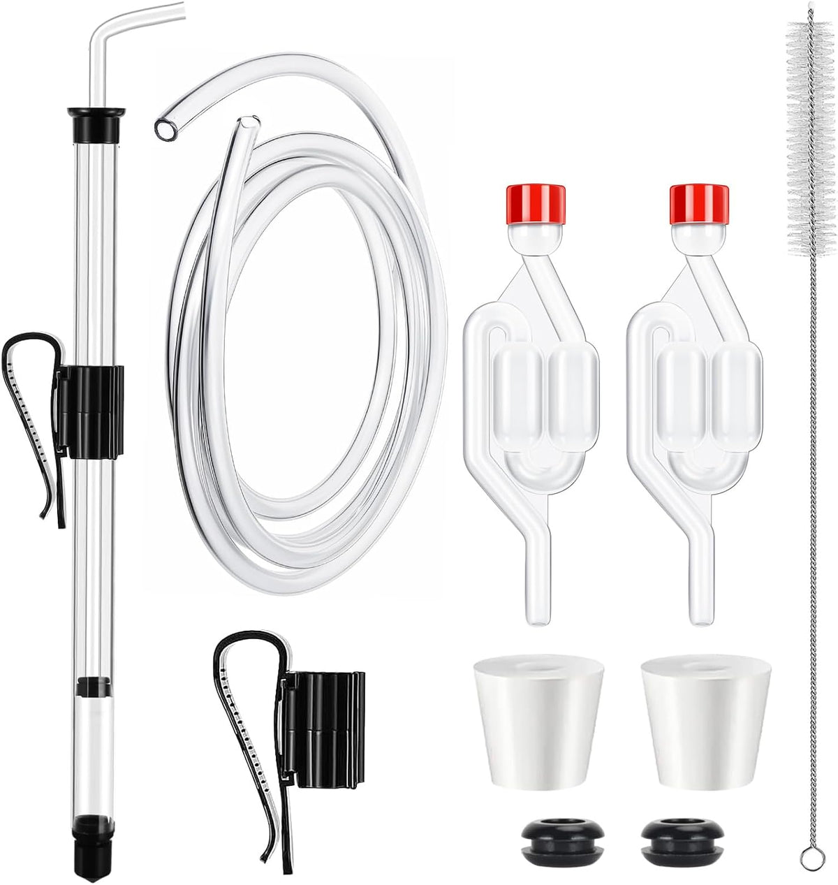 14” Wine Siphon-3/8” Racking Cane Auto Siphon for Wine Making with Airlocks | 5.5FT Food Safe Silicone Tubing