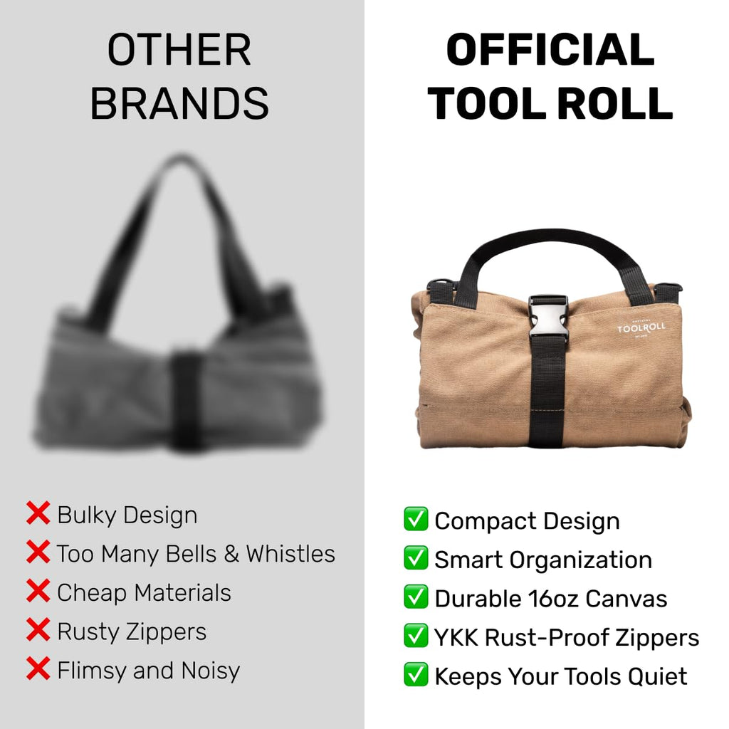 Official Legacy Tool Roll Bag, 5-Pocket, 20 x 12 in, Khaki