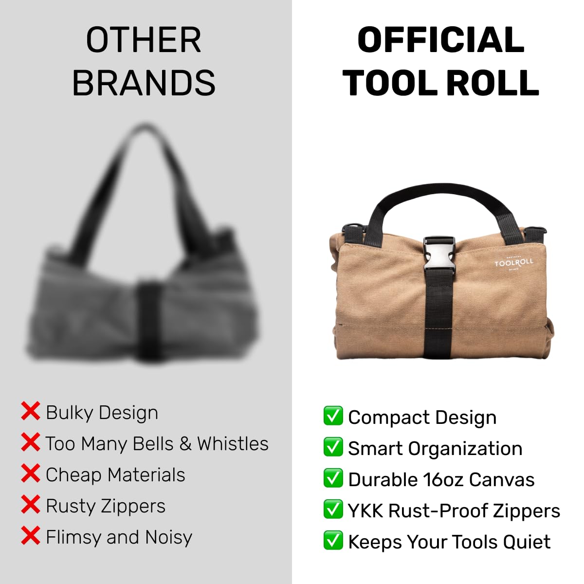 Official Legacy Tool Roll Bag, 5-Pocket, 20 x 12 in, Khaki