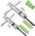 Bestgle 2Pcs Ratchet T Handle Tap Wrench, Adjustable T Bar Handle Holder Ratcheting Wrench for Metric M3-M8 / M5-M12 Thread Screw Taps