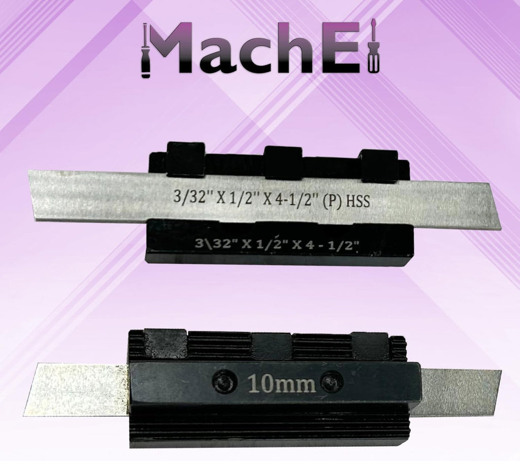 MachEl Adjustable Center Height Parting Cut-Off Tool Holder for Metal Lathe Machines, 10 mm Shank, 3/32″ x 1/2″ x 4-1/2″ Blade Size, Precision Tool Holder