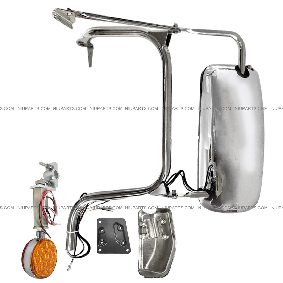 NIUPARTS Door Mirror Power & Heated Chrome & LED Marker light LH