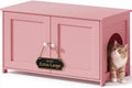 Hidden Cat Litter Box Enclosure Furniture, Extra Large, Pink