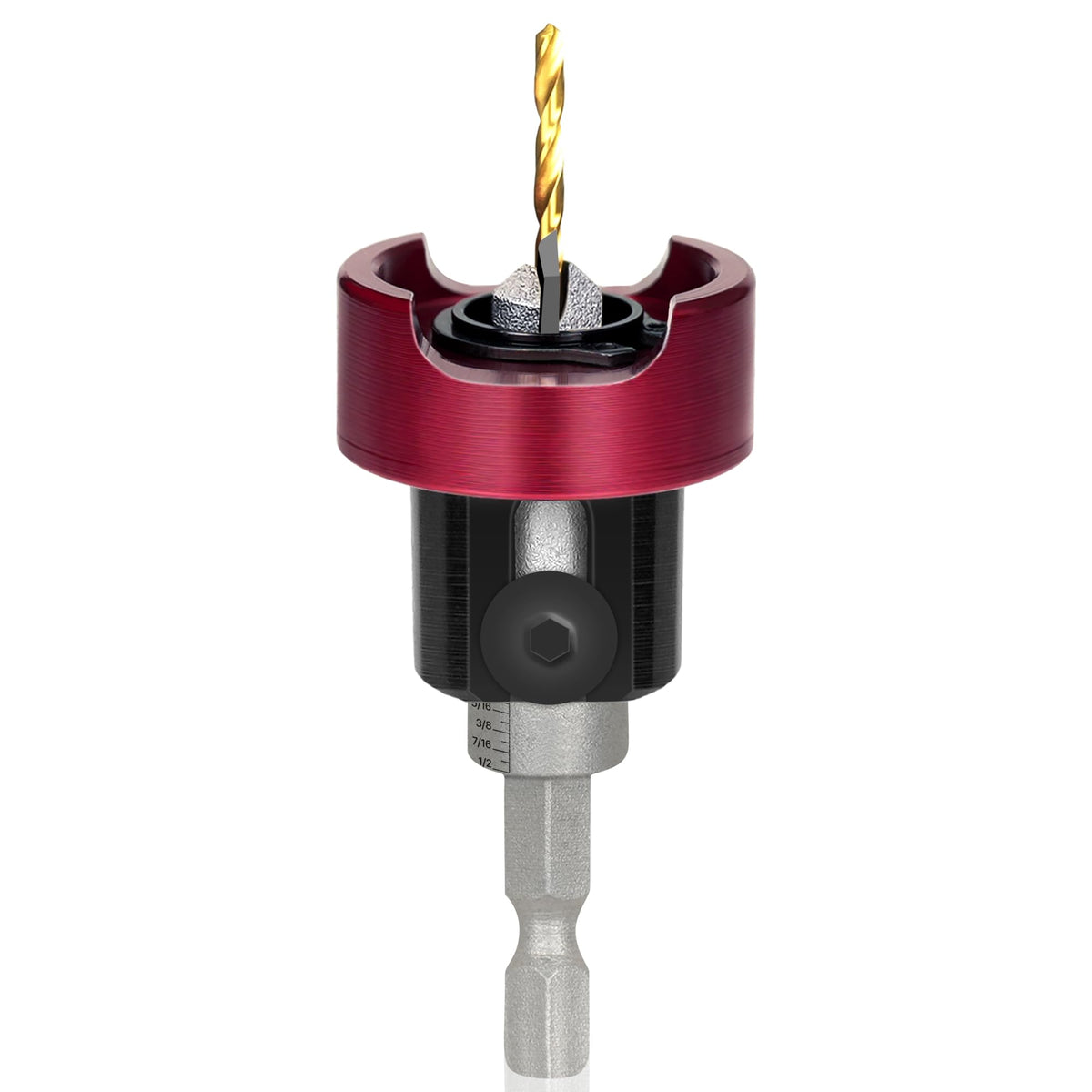 KEENTECH 3/8" x 3/32" Carbide Tipped Countersink Drill Bit with Depth Stop