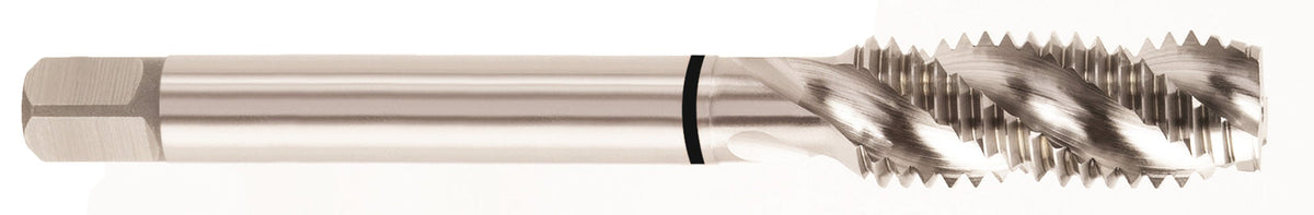 YG-1 - T5426C T5 Series High Vanadium HSS Spiral Flute Combo Tap, TiCN Coated, Round Shank with Square End, Modified Bottoming Chamfer, M10-1.5 Thread Size, D6 Tolerance