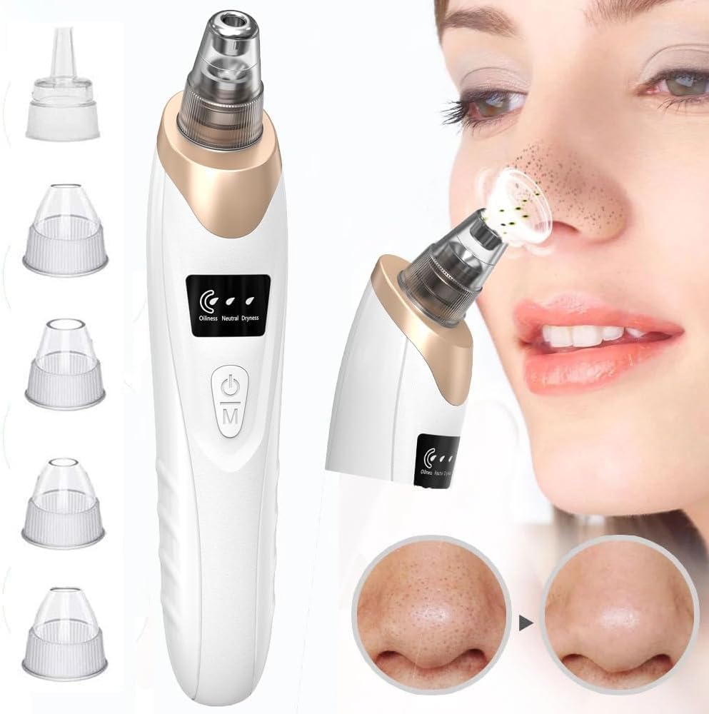 Blackhead Remover Vacuum - Professional Blackhead Extractor for Face with 3 Adjustable Suction Levels, USB