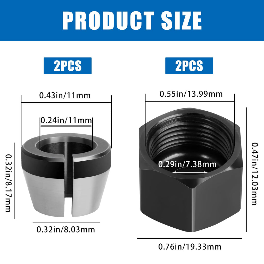 671361001 & 671362001 Router Collet Nut and Cone Sleeve Kit, 2-Pack