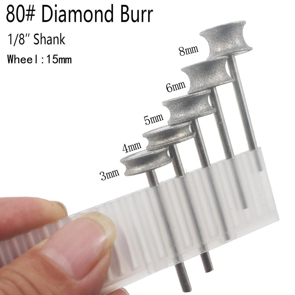 Luo ke 5 Pcs 80 Grit Concave Arc Diamond Burr Ring Making Bits