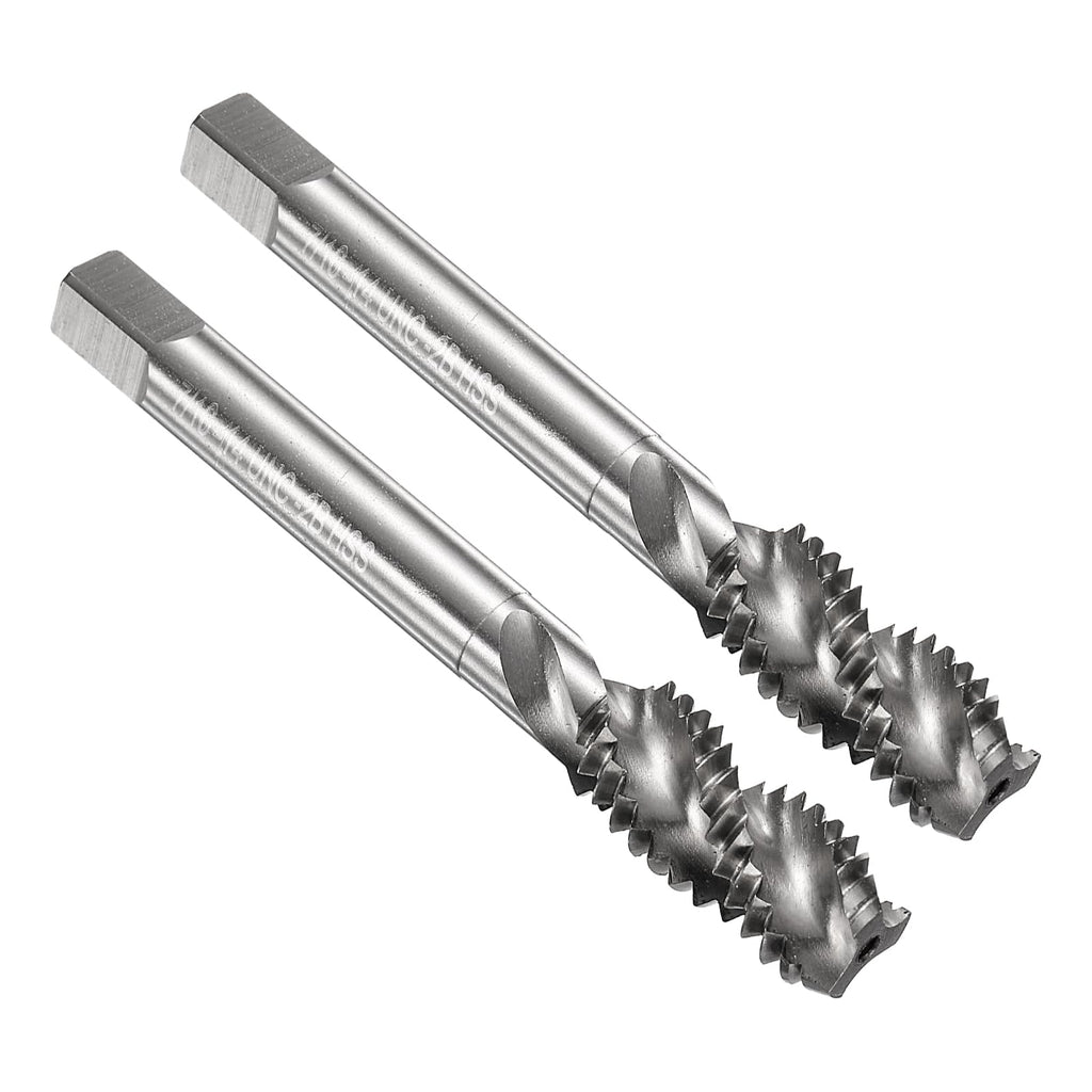 uxcell 2pcs Spiral Flute Thread Taps 7/16-14 UNC 2B Machine Threading Tap Bit, Uncoated Screw Tapping Repair Tool, M2 High-Speed Steel (HSS)