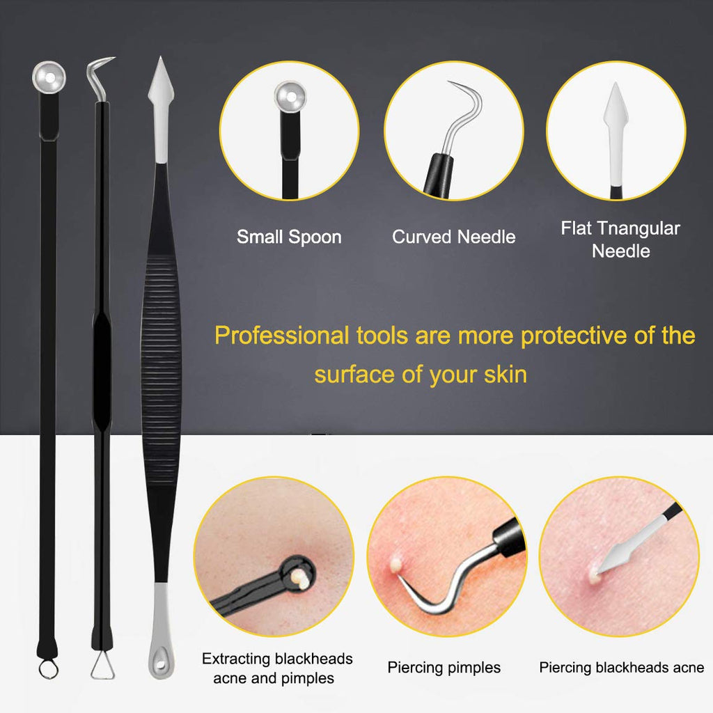Pimple Popper Tool Kit - Boxoyx 10 Pcs Blackhead Remover Comedone Extractor Kit with Box for Quick and Easy Removal