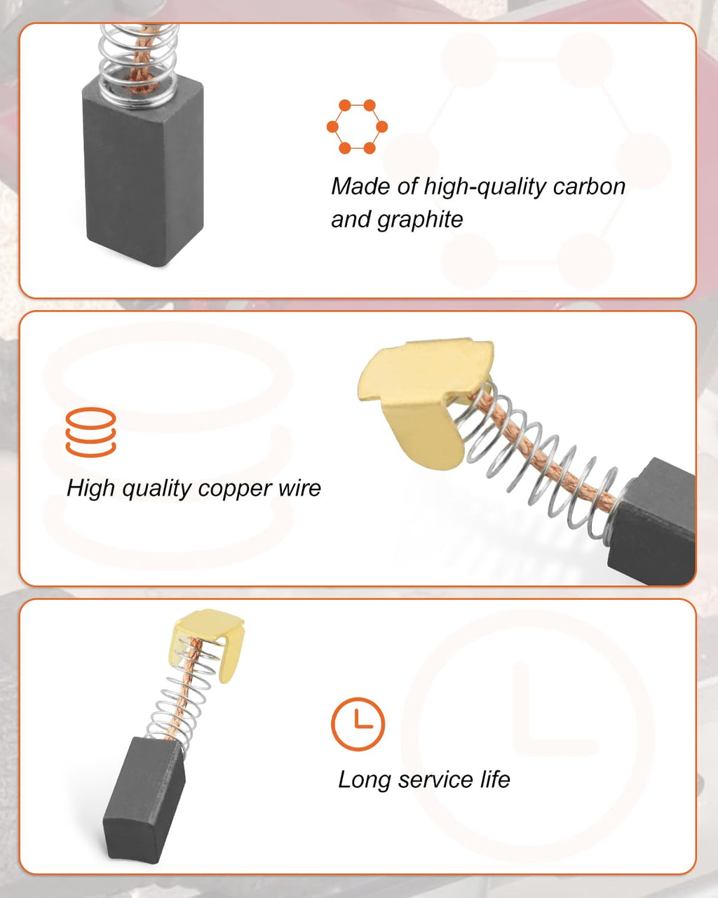 151774 Carbon Motor Brushes Fit for MK Diamond Tile Saw MK-370 MK-170 MK-770 MK-470 MK-370EXP MK-1503S MK-377 MK-770EXP MK-270