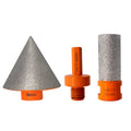 3Pcs Diamond Beveling Chamfer Bits Set,Tile Milling Cone with Adapter
