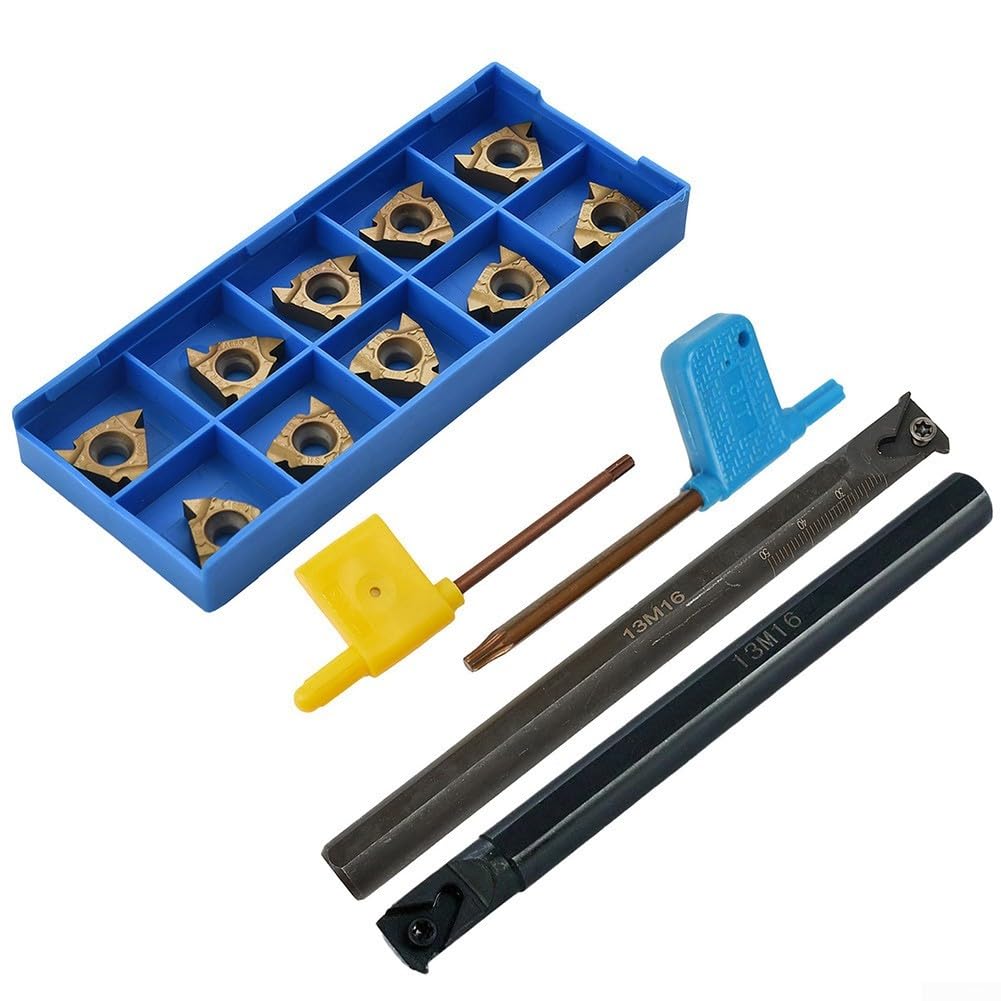 FABULETTA CNC Lathe Boring Bar with Carbide Inserts, External Internal Threading Boring Bar Set, Metric Thread Turning Tool Holder 13mm Shank