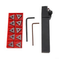 WTJNR2020K16 Lathe Turning Tool Holder with 10 TNMG160408 Carbide Inserts for Steel Processing Right-Hand Cutting 20mm Shank Diameter 125mm Total Length