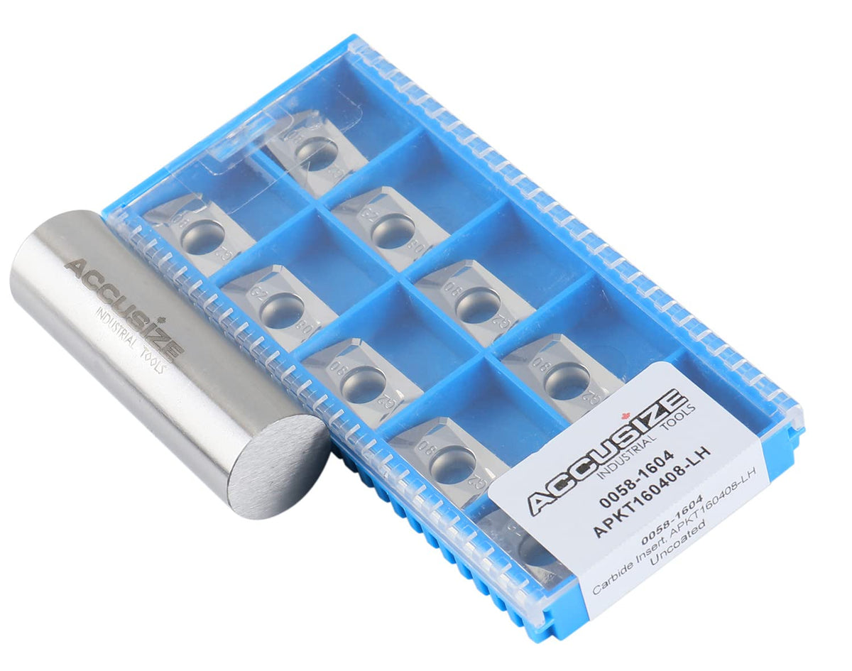 Accusize Industrial Tools Apkt160408-Lh Carbide Inserts for Machining Aluminum, 10 Pcs, 0058-1604x10