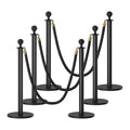 6 Pack Crowd Control Stanchions with Velvet Ropes Black