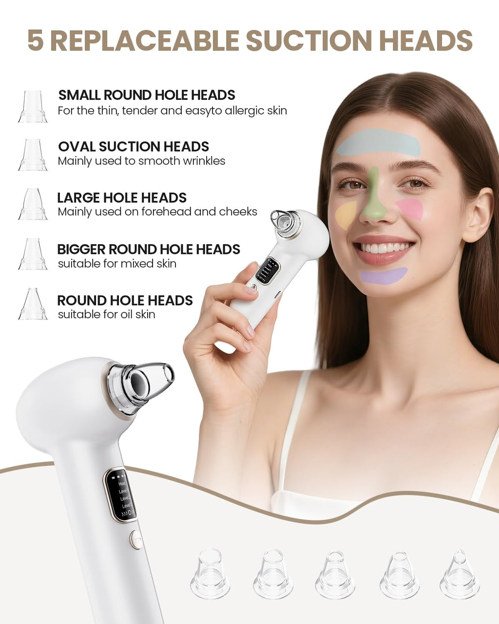 Heated Blackhead Remover Pore Vacuum with 5 Probes & 3 Suction Modes