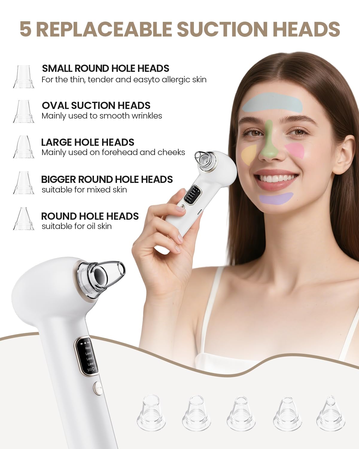 Heated Blackhead Remover Pore Vacuum with 5 Probes & 3 Suction Modes