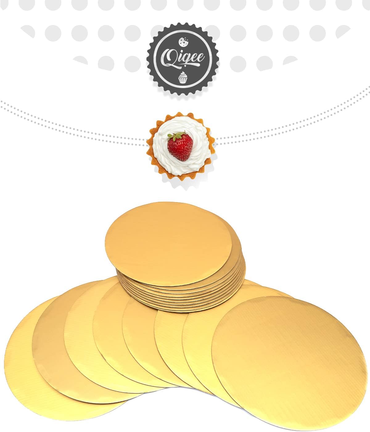12 Inch Gold Cake Boards Round 40-Packs Circles Rounds Base Food-Grade Cardboard Cake Plate（Thinner But Stronger）