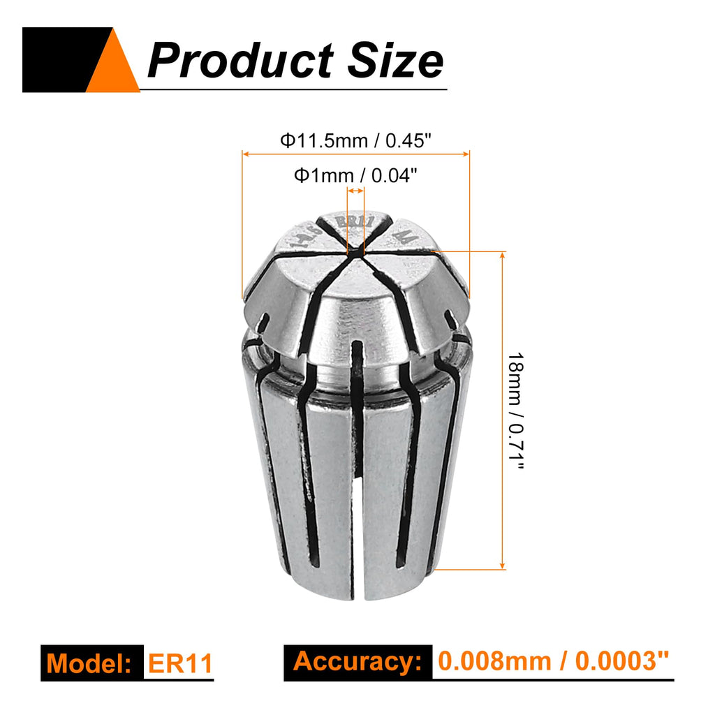 HARFINGTON Spring Collet Chuck ER11 1mm 65Mn Spring Steel Precision Router Collets for CNC Engraving Milling Lathe Tool