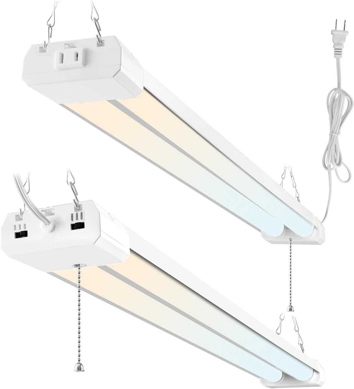 hykolity 4FT LED Shop Light with Reflector,5500LM,3 Power Level&3CCT