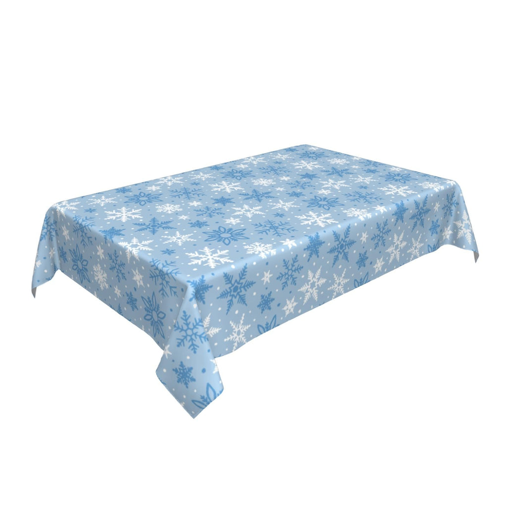 Winter Christmas Rectangular Tablecloth 60x84 Inch Light Blue White Snowflake Xmas Holiday Rectangle Decorative Table