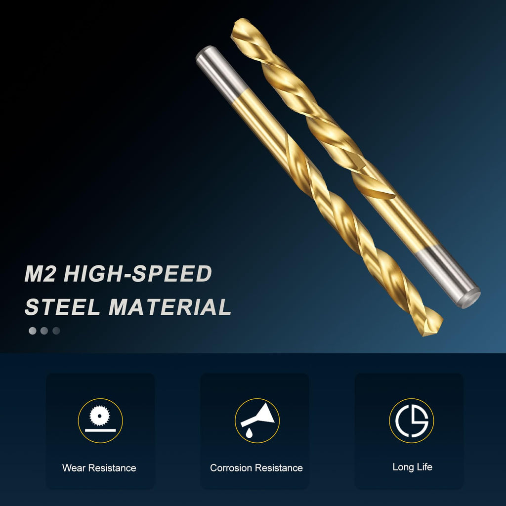 PATIKIL 8.5mm Drill Bit Jobber Straight Shank M2 TiN Coated 2Pcs