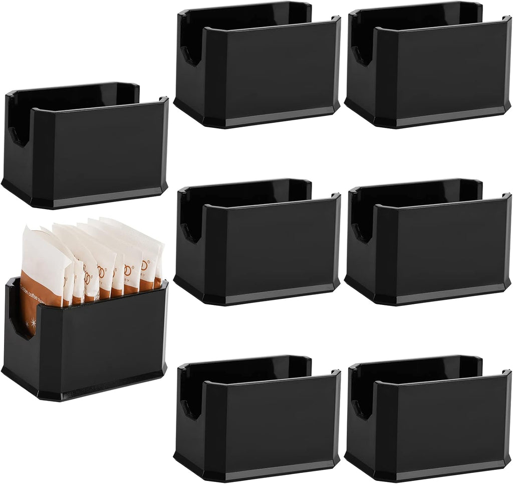 Set of 8 Sugar Packet Holder, Plastic Black Sugar Caddy for Restaurant, Sugar Bag Sweetener Packets Storage Container