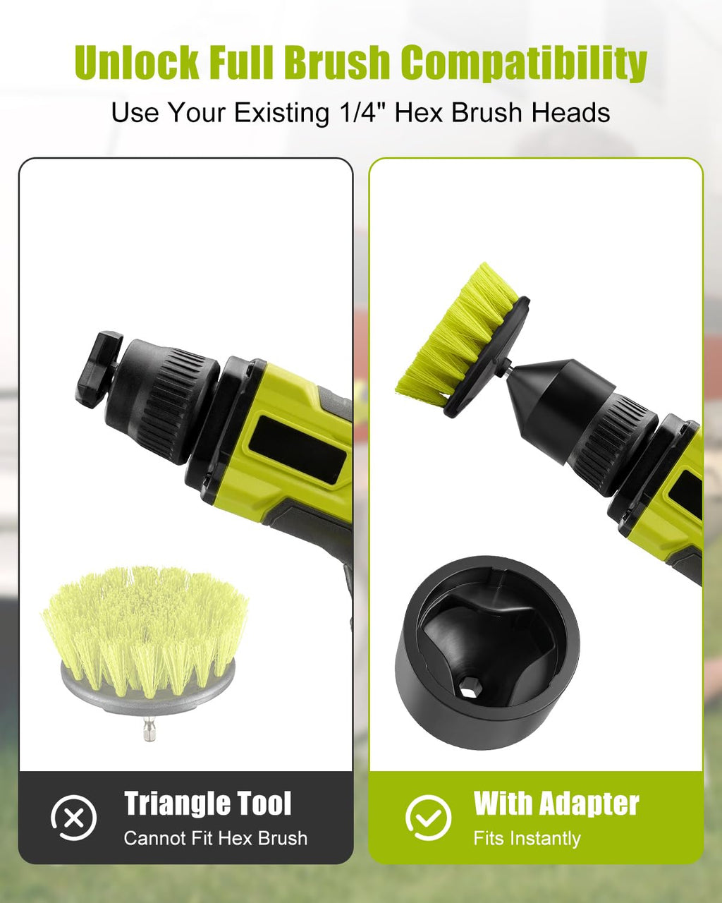 Hex to Triangle Adapter Fit for Ryobi Power Scrubber, Brush Head Converter
