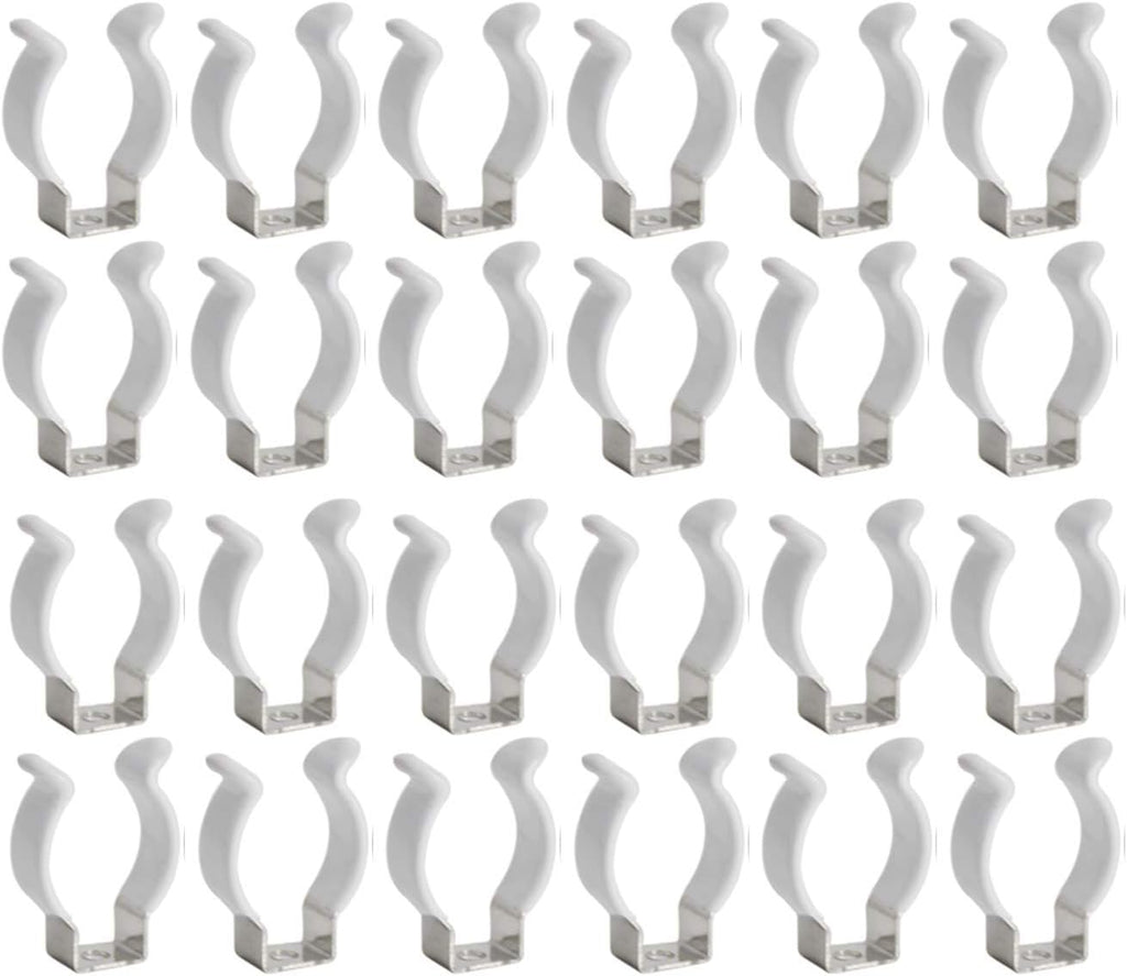 (24-Pack) JESLED T8 U Clips Holder Bracket for 8FT LED Light Bulbs, LED Fluorescent Tube Replacement Mounting Accessories, Stainless Steel Lamp Support, Lampholder, Pipe Clamps to Prevent Sagging