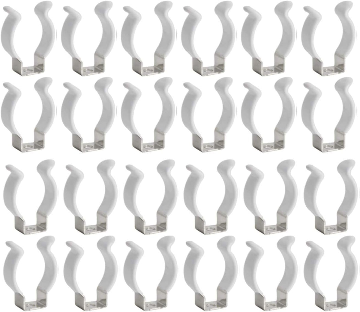 (24-Pack) JESLED T8 U Clips Holder Bracket for 8FT LED Light Bulbs, LED Fluorescent Tube Replacement Mounting Accessories, Stainless Steel Lamp Support, Lampholder, Pipe Clamps to Prevent Sagging