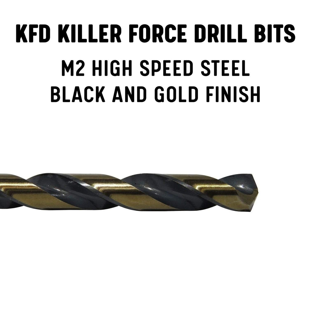 Drill America KFD3/64P12 KFD3/64 HSS Split Point Killer Force Jobber Length Drill Bit, 3/64", Black and Gold (Pack of 12) - KFD3/64P12