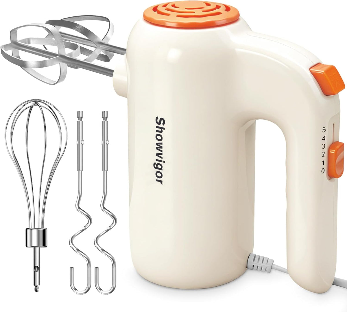 Hand Mixer, 5-Speed Electric Whisk with Turbo Boost Includes 5 Stainless Steel Attachments - Great Stand Mixer