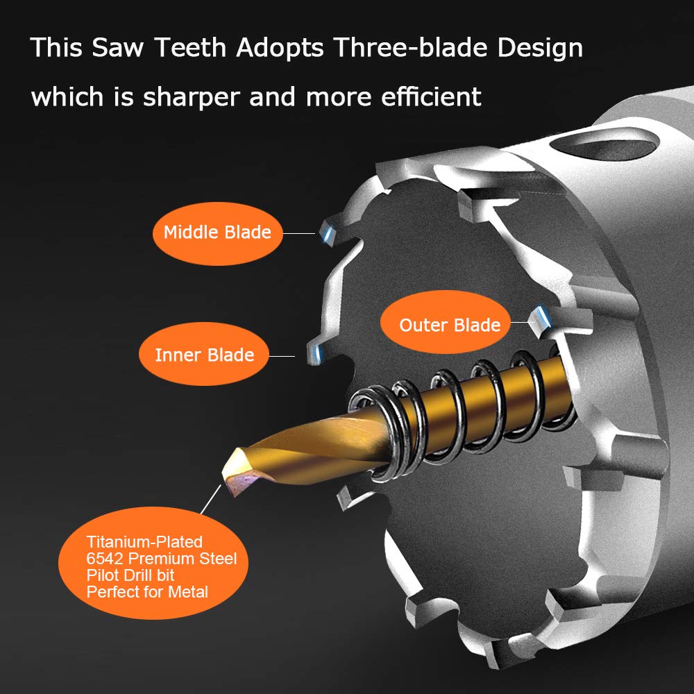 1-1/2'' Tungsten Carbide Tipped Hole Saw Drill Bit for Hard Metal Steel