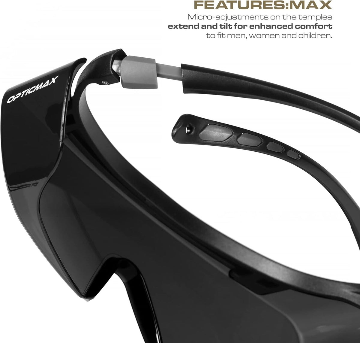 Optic Max Safety Glasses Over Eyeglasses - Fits Over Your Prescription - Safety Glasses for Men and Women with
