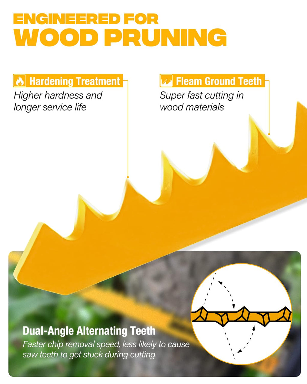 Wood Pruning Reciprocating Saw Blades, 12 Inch Pruning Blades for Reciprocating Saw, High Carbon Steel Reciprocal Saw Blades for Tree Trimming, Wood Cutting with Organizer Case (10 Pack/5TPI)