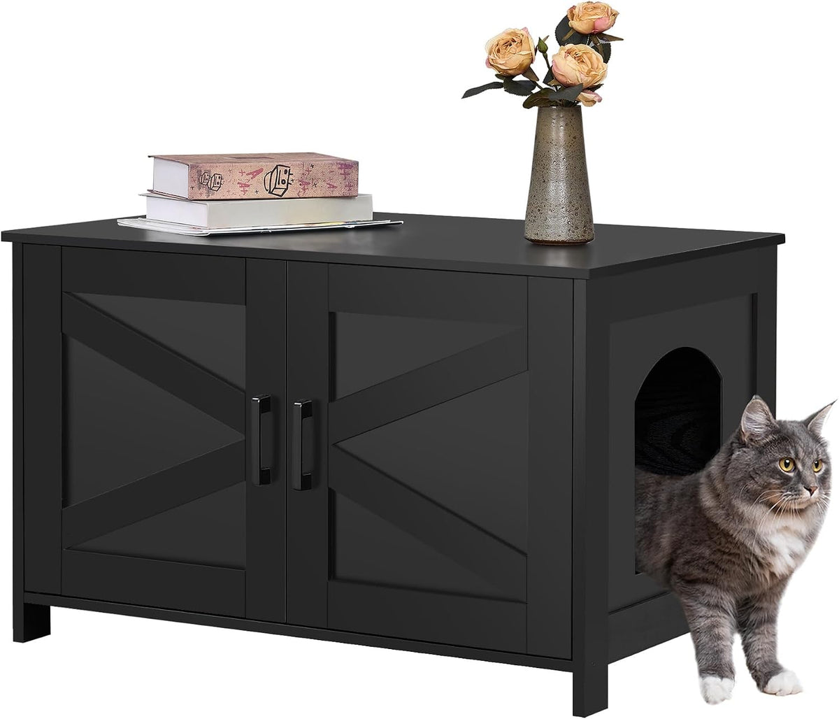 Cat Litter Box Enclosure and Cat Litter Box Enclosure wtih 2-Tier Storage Shelves