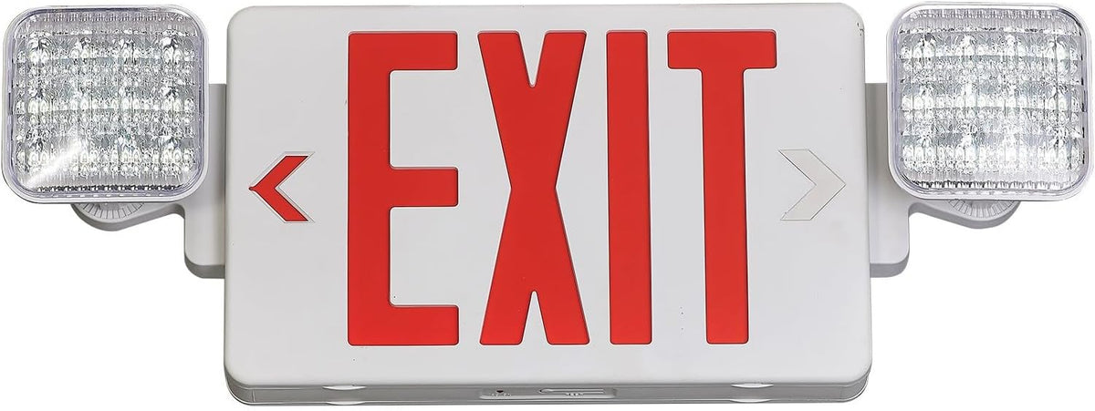 GZRUIYANG Exit Sign with Emergency Lights Red, LED Emergency Exit Light with Battery Backup, UL 924 Certified, AC 120/277V, Commercial Emergency Lights Combo for Business - 1 Pack
