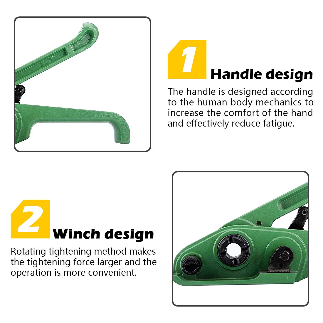 Heavy Duty Poly Strapping Tensioner and Cutter Manual Banding Tools Windlass for 1/2" -3/4" Width Polyester