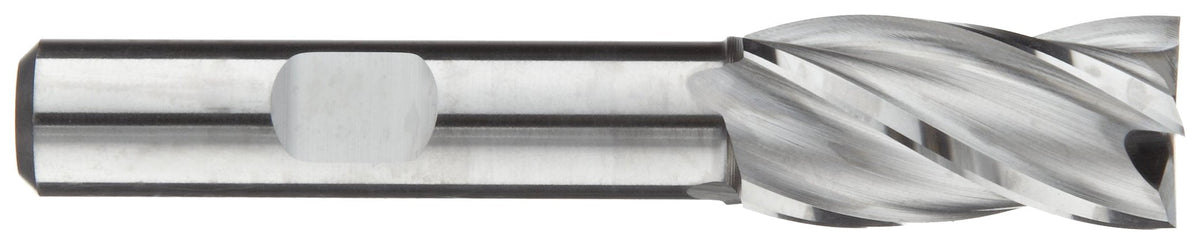 Niagara Cutter N52121 Cobalt Steel Square Nose End Mill, Inch, Weldon Shank, Uncoated (Bright) Finish, Finishing Cut, 30 Degree Helix, 4 Flutes, 0.375" Cutting Diameter, 0.375" Shank Diameter