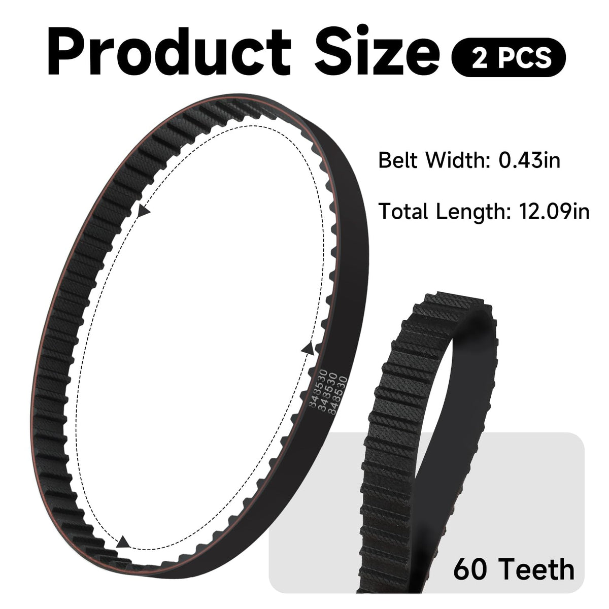 AIYOYOLIFE 2 Pack Toothed Drive Belt Compatible with Porter Cable Sander Replace#: 848530