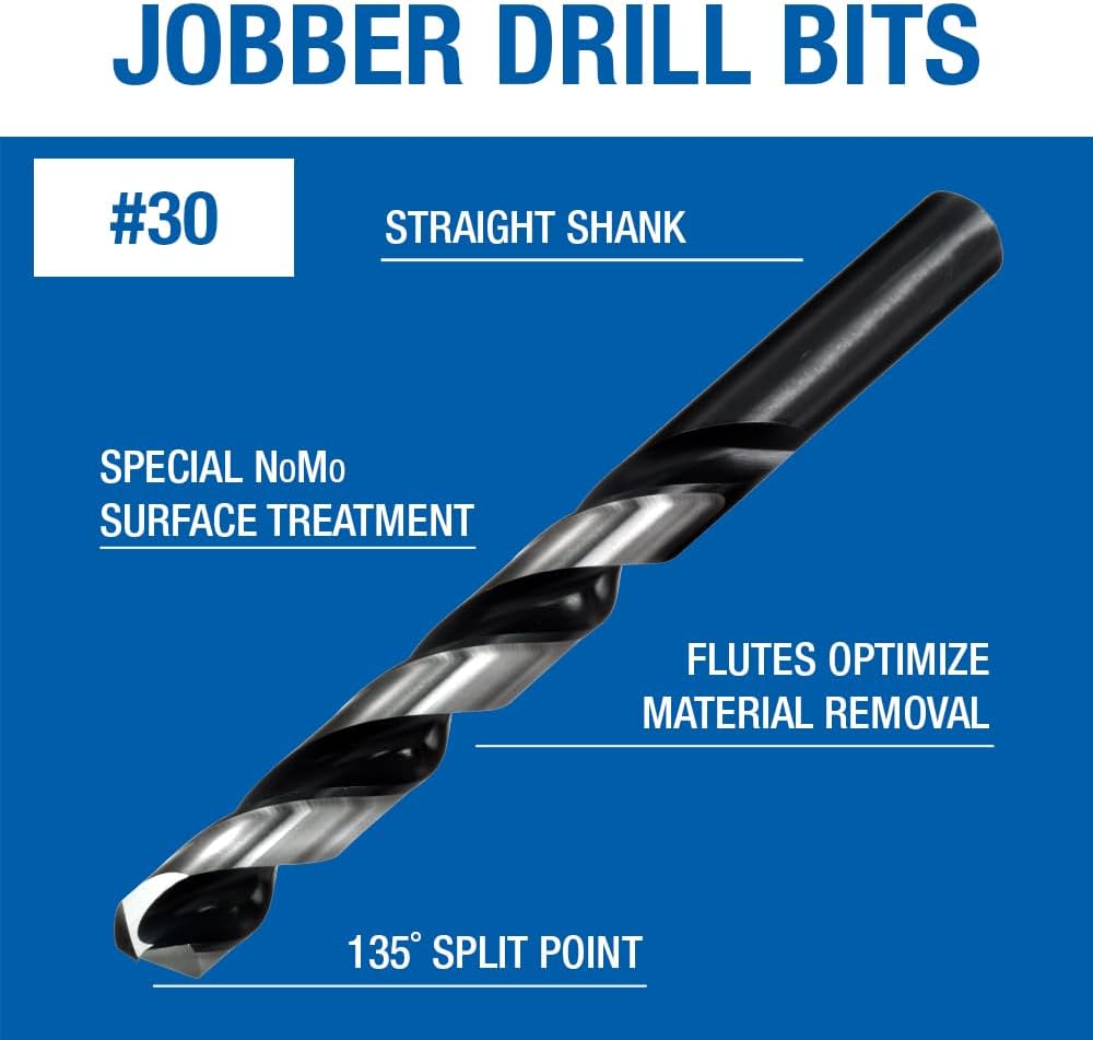 Champion Cutting Tool XL5-30 Brute Platinum HD HSS Jobber Twist Drill 135-Degree Split Point, 12-Pack