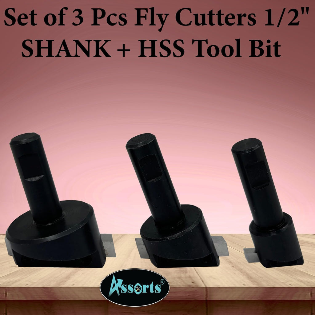 ASSORTS Fly Cutter Set, 1/2" Shank with Wooden Stand
