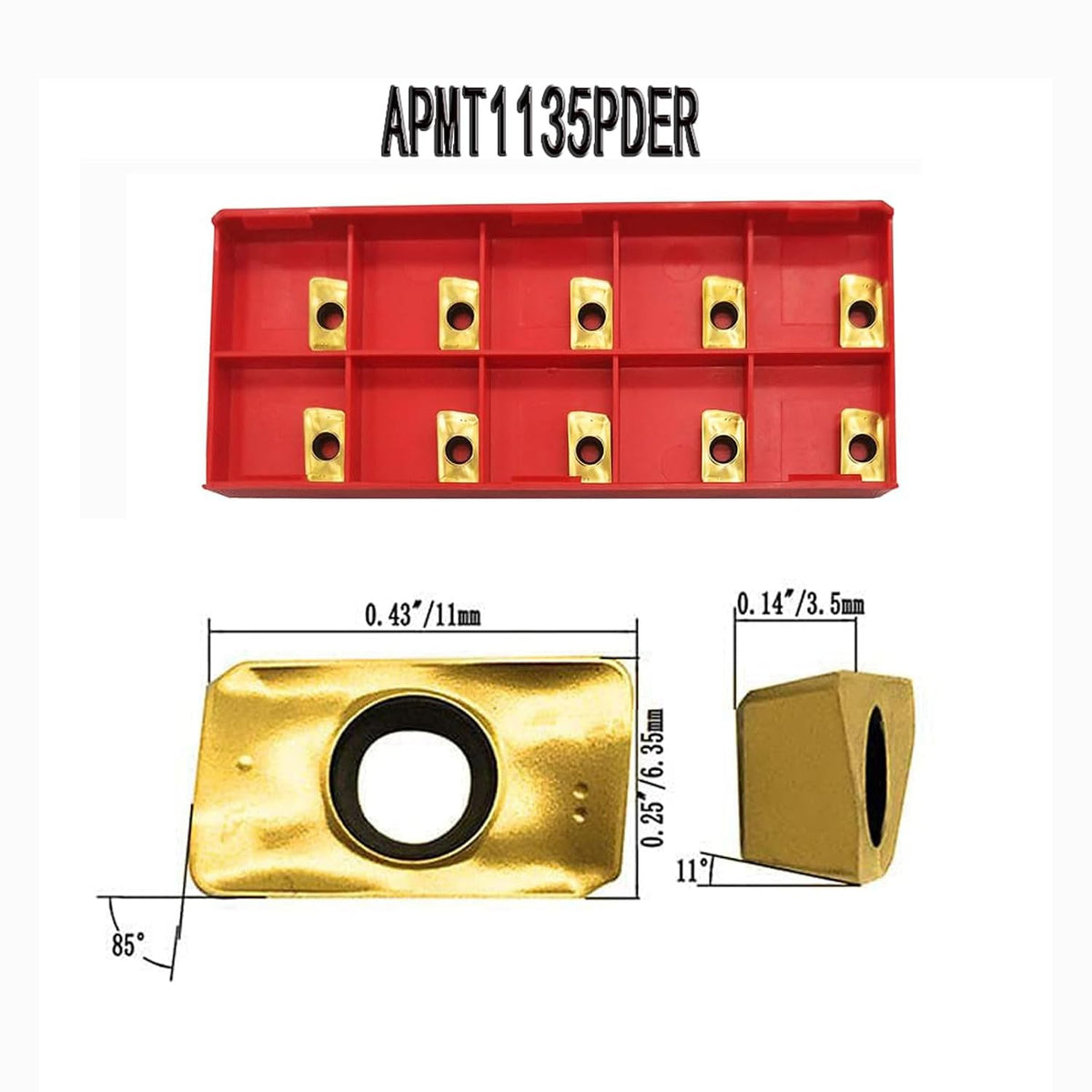 GBJ 20pcs APMT1135 PDER Turning Inserts Cutting Tools for BAP300R Milling Inserts Tool Holders Processing Steel Parts