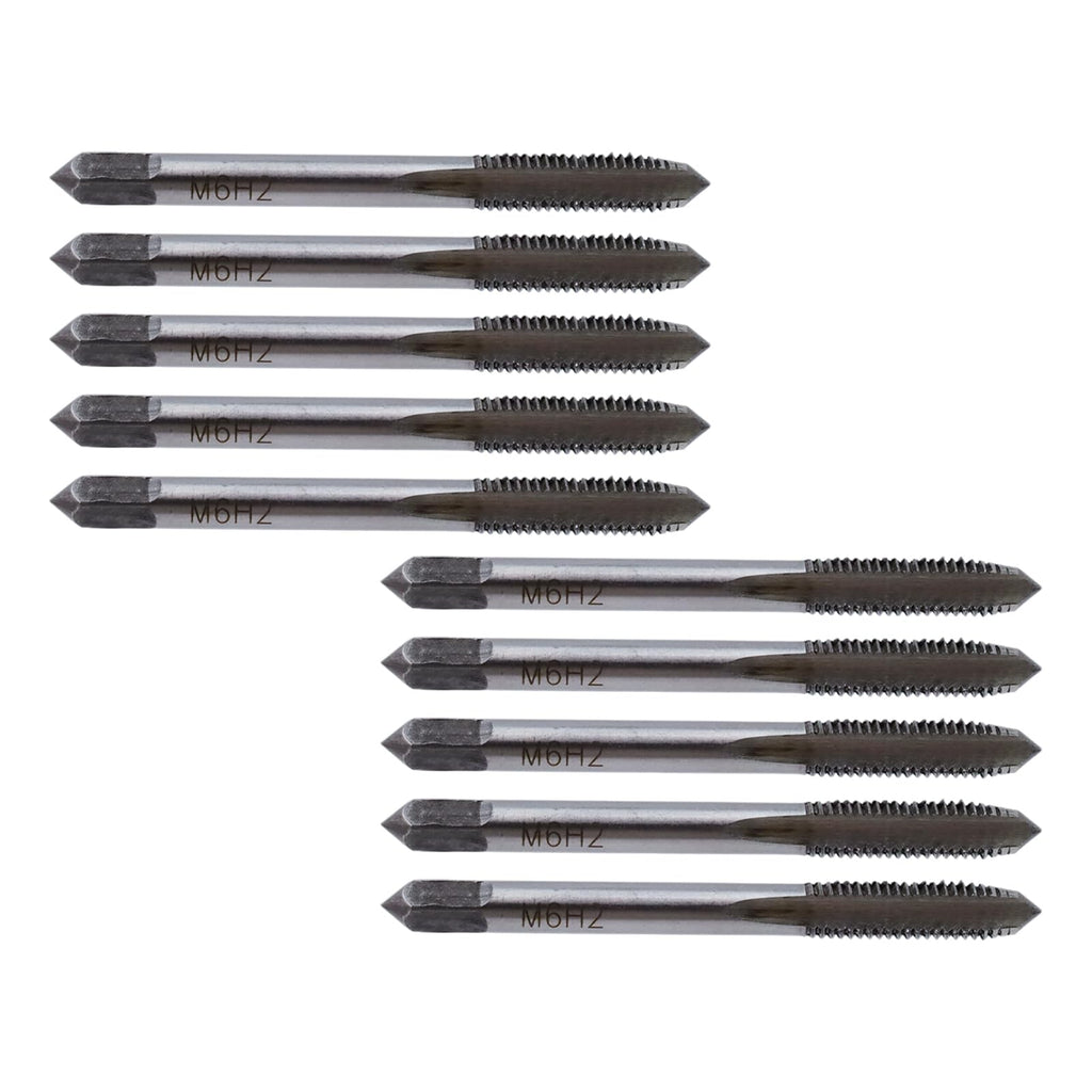 Rannb Metric Machine Tap M6 x 1mm Straight Fluted Tap Machine Screw Coarse Thread Metric Taps Repair DIY Tool -10pcs