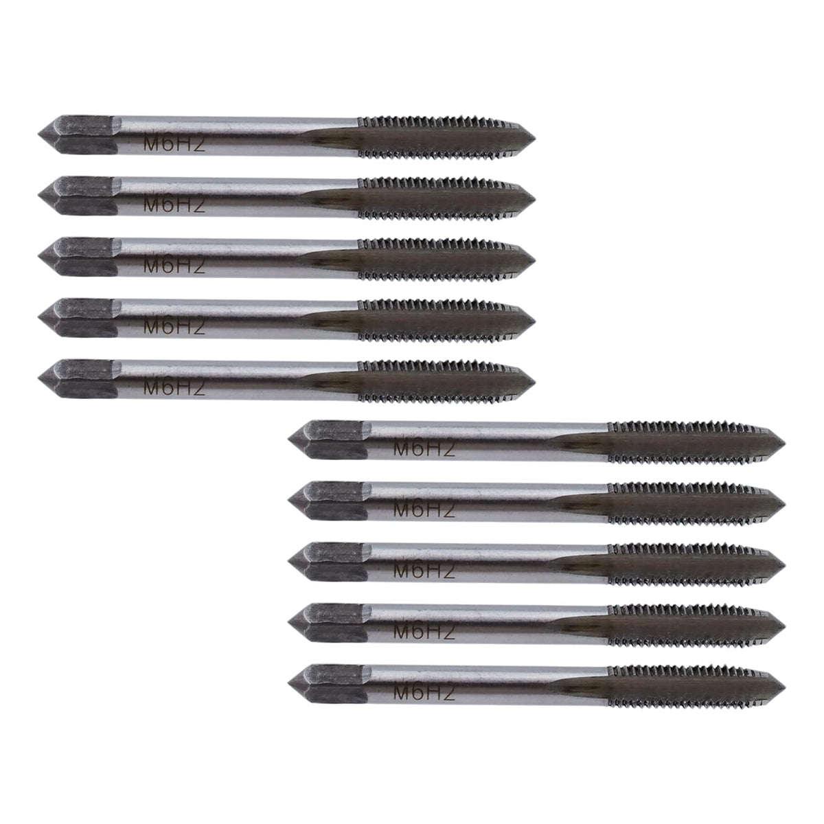 Rannb Metric Machine Tap M6 x 1mm Straight Fluted Tap Machine Screw Coarse Thread Metric Taps Repair DIY Tool -10pcs