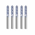 Hunricho 5Pcs Carbide Ball Nose CNC Router Bits 1/4" Cutting Diameter Milling Tool HRC45, 1/4" Shank UpCut Spiral End Mill (5pcs)