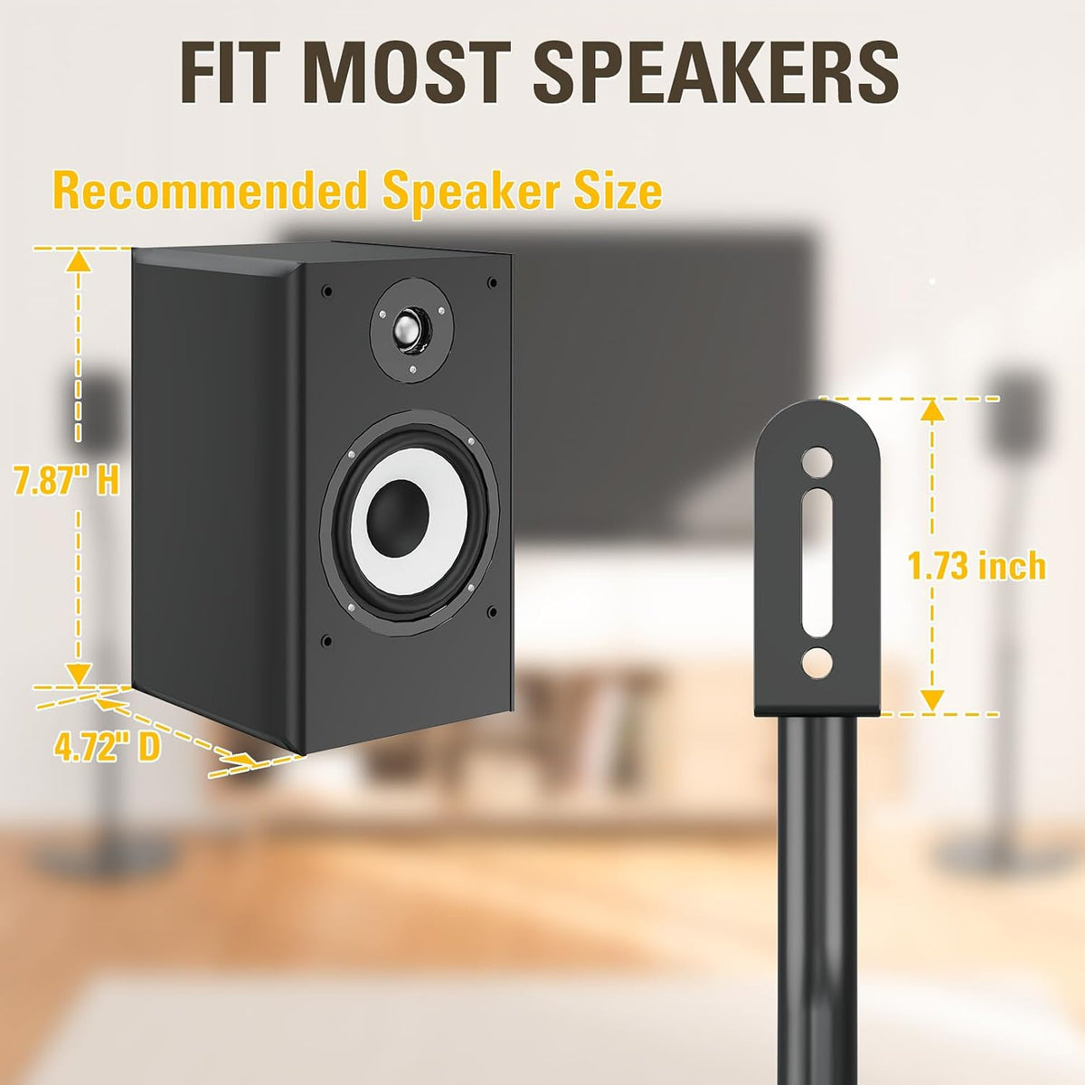 Height Adjustable Speaker Stands, One Pair Floor Stands | Heavy Duty Base Extendable Tube, 11 LBS Capacity Per Stand