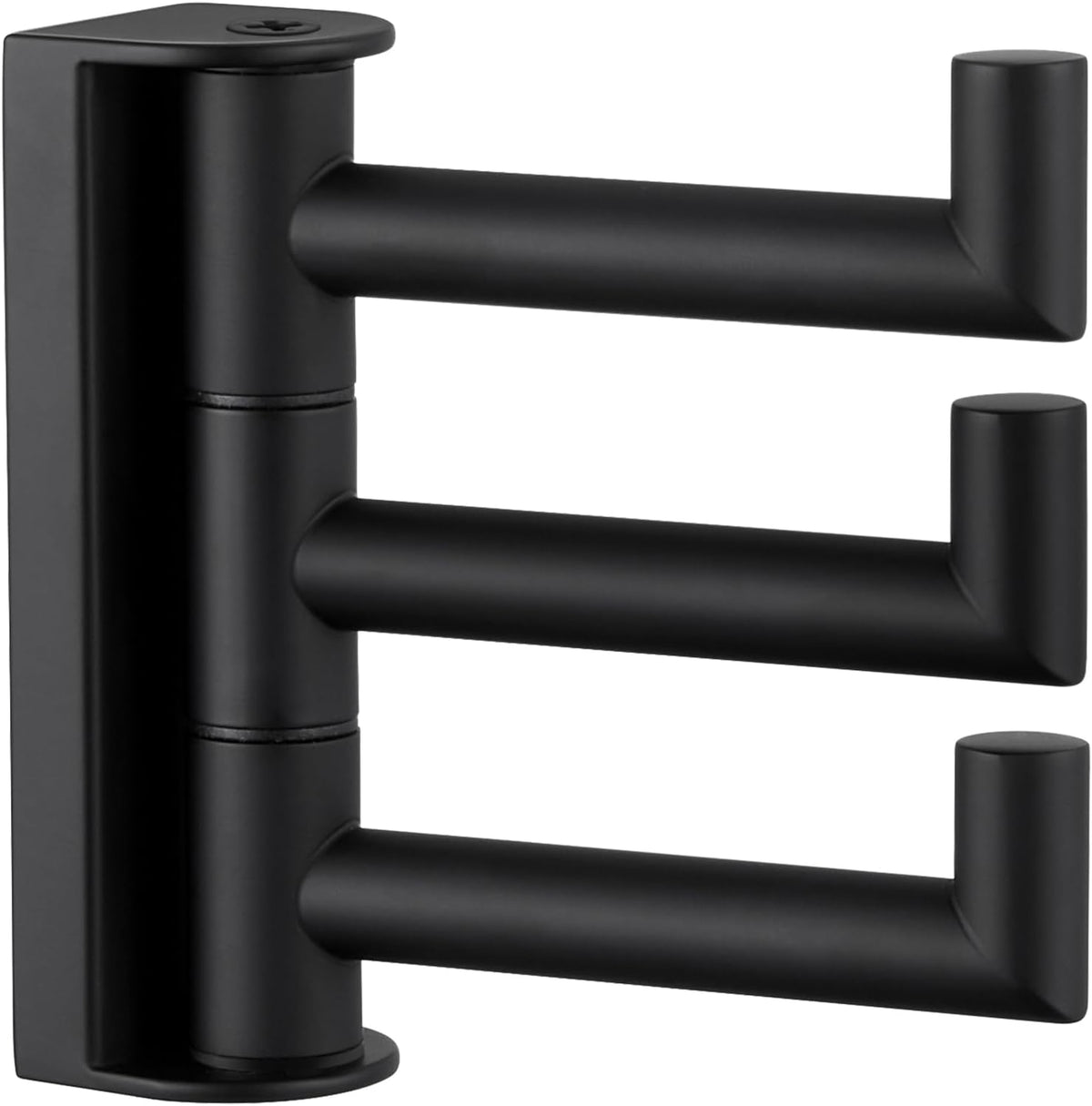 Swivel Towel Hook 3 Arms, Robe Coat Wall Hook, Matte Black | SUS304 Stainless Steel, Foldable Hand Bath Towel Holder